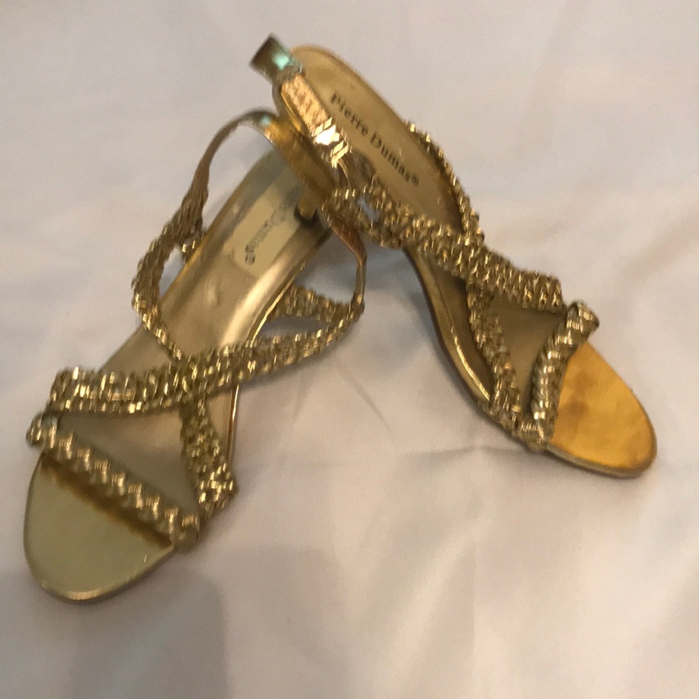 Pierre Dumas gold dress sandals in women’s size 9